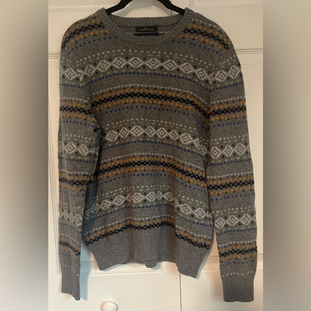 Men's American Eagle Athletic Fit Pullover Sweater W/Striped Design